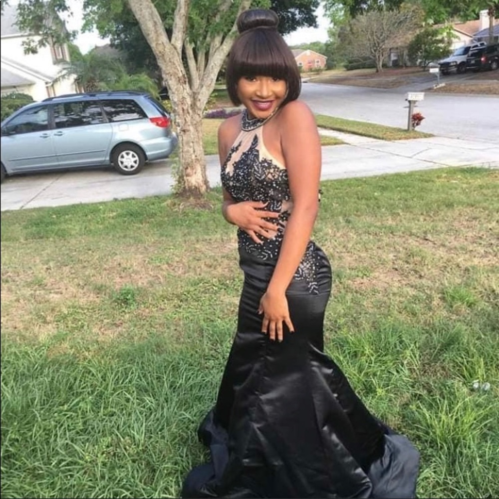 Black formal dress.